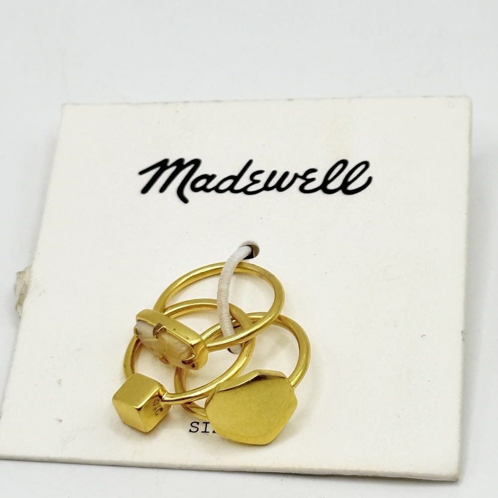 Madewell Gold Tone Ring Stack of 3‎ Incl. 1 Stone - Size 5 NWT - Picture 3 of 5